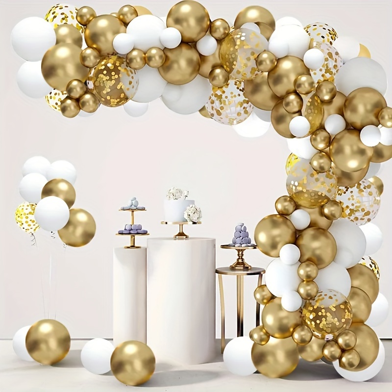 

White Golden Balloon Garland Arch Kit Wedding Birthday Party Decoration Birthday Balloon Confetti