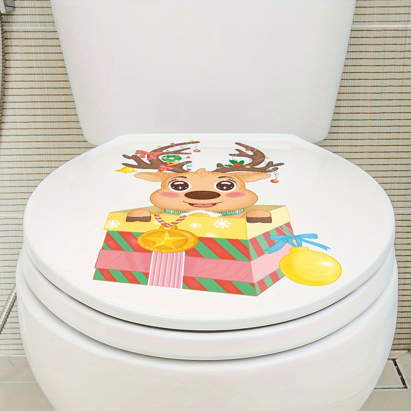 1pc Autocollant De Toilette De Dessin Animé De Noël, Élément De Dessin  Animé De Noël Autocollant En Vinyle Imperméable Amovible, Autocollant Pour  La Décoration Du Réservoir D'eau Du Couvercle Des Toilettes, Décoration