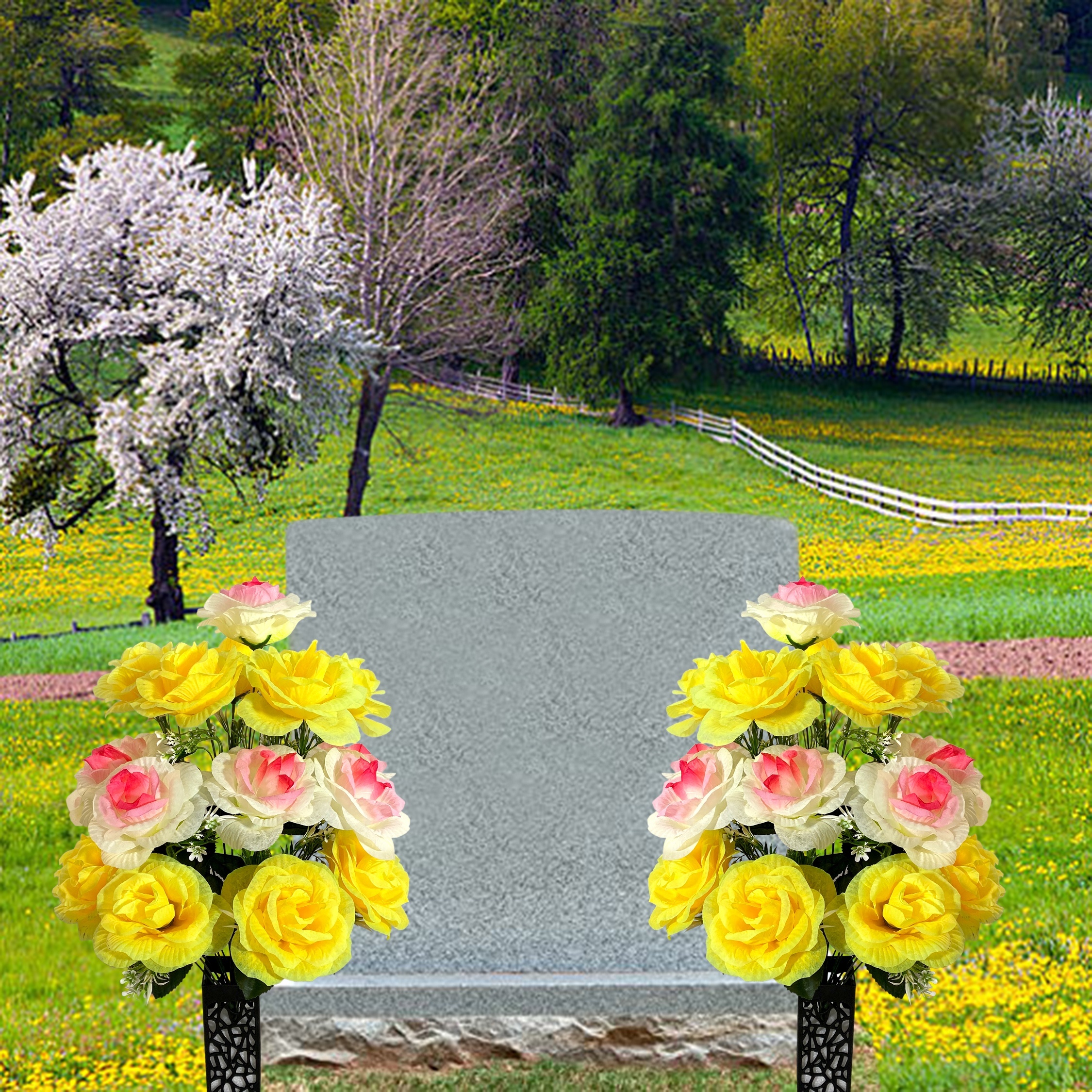 1 Pieza Flores Artificiales Cementerio Ramo Conmemorativo - Temu