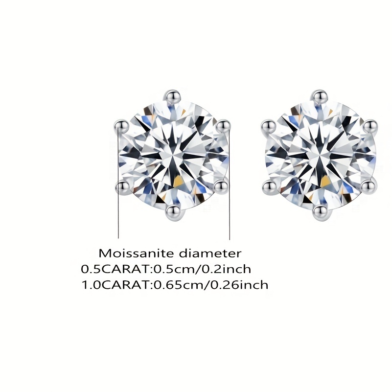 925 Silver Moissanite Stud Earrings, Spiral Ear Clog, Hip Hop Style