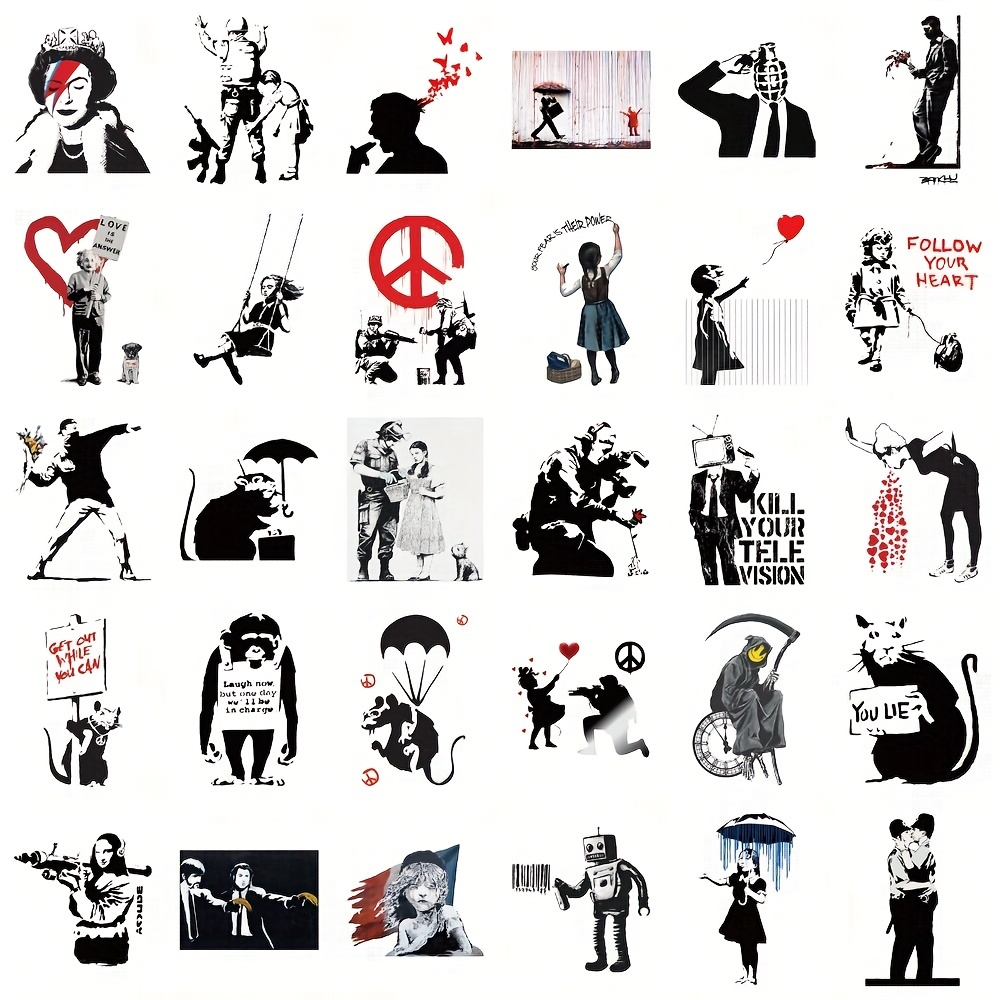 10/67PCS Banksy Stickers Street Artist Art Graffiti Stickers for
