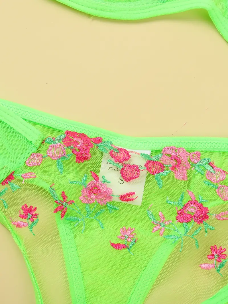 floral embroidery lingerie set mesh unlined bra thong womens sexy lingerie underwear details 41