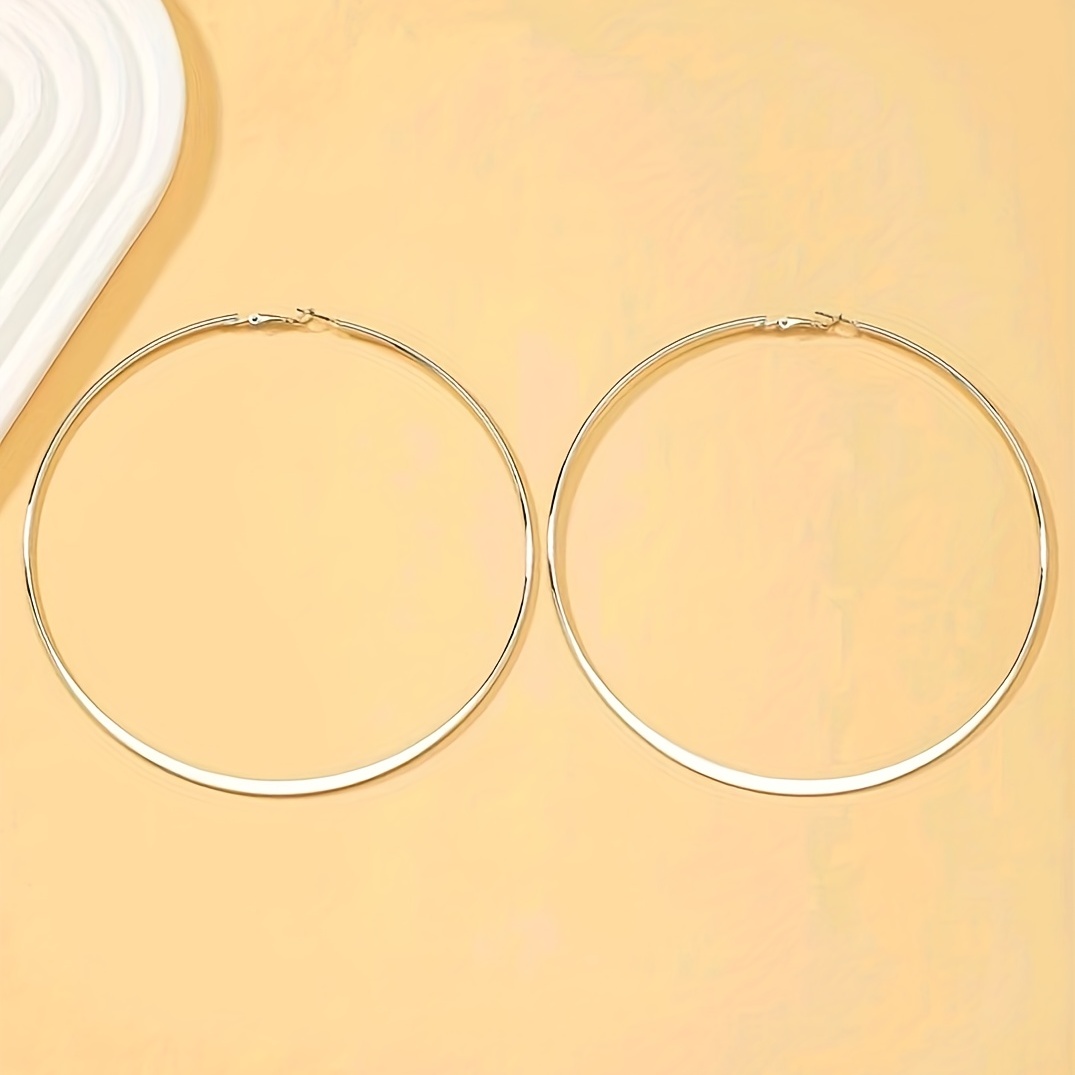 Lot Golden Round Big Hoop Earrings Accessories Exaggerated - Temu