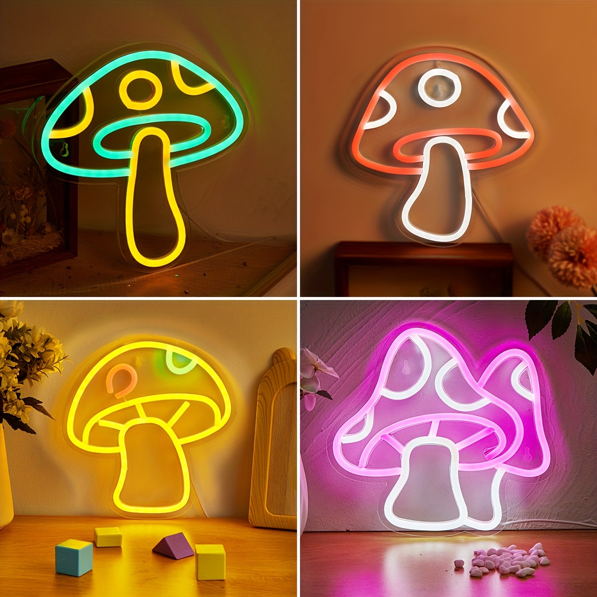 1pc mushrooms shape red led neon sign usb powered for bedroom room wall decoration neon sign for holiday party wedding decoration multipurpose decorative wall mounted light details 1