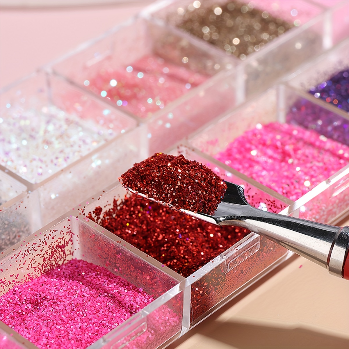 Nail Glitter Powder Set Dip Powder Shiny Red - Temu