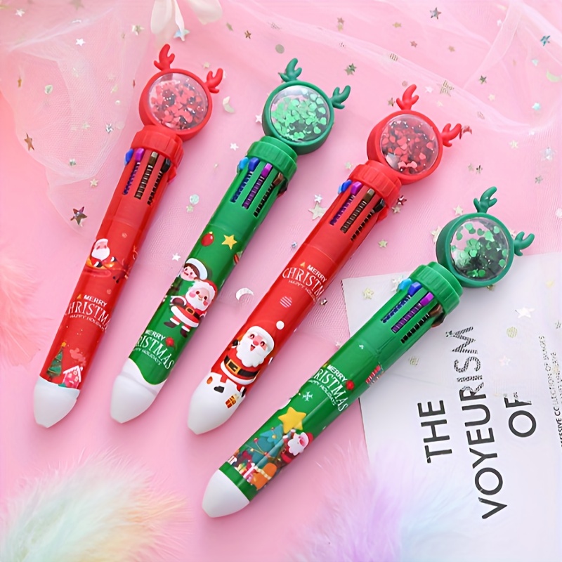 Christmas All in one Ballpoint Pen Cartoon Santa Claus Ten Color Pen  Christmas Printing Multi-color Marking Stationery Gift - AliExpress