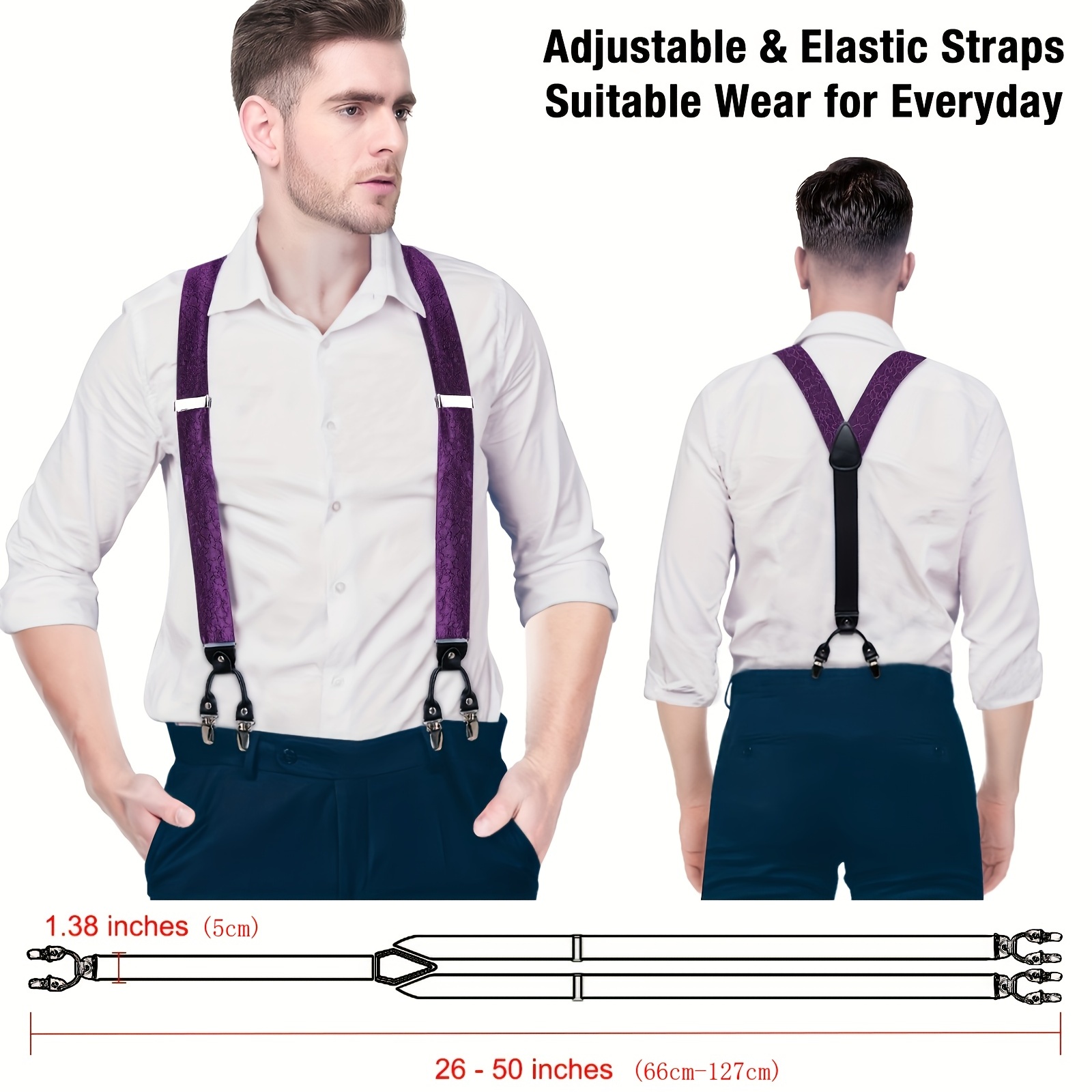 Barry Wang Mens Suspenders Tie Set Adjustable Clips Y Type