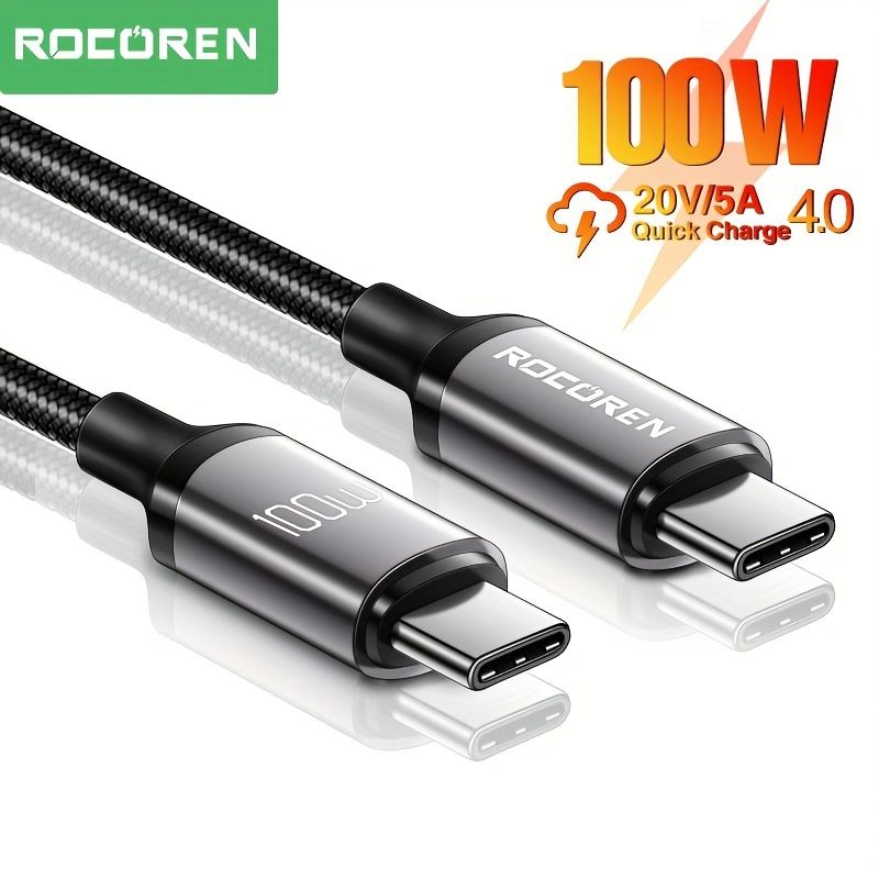 Rocoren 100W / 60W Cable USB C A Tipo C USB PD 3.0 Carga Rápida Cargador  Cable USB-C 5A TipoC USBC Para Macbook Pro Air Laptop, Para IPhone 15 Pro  Max