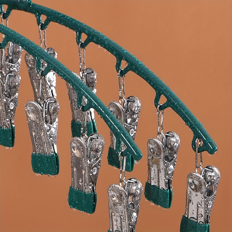 Dip Glue Sock Clip Stainless Steel Metal Hanger - 10 Clips Sock Rack