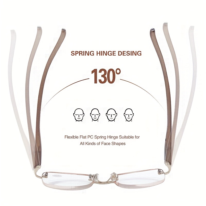 Block Reading Glasses Metal Frame Reader Glasses Spring Hinges
