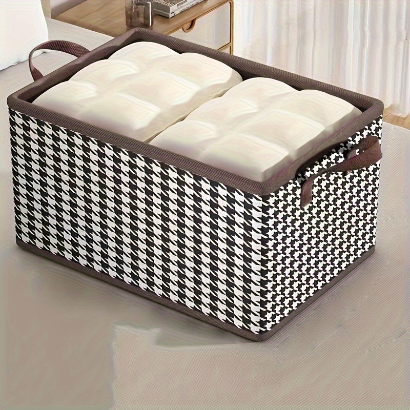 Houndstooth Clothes Storage Box Foldable Clothing Storage - Temu