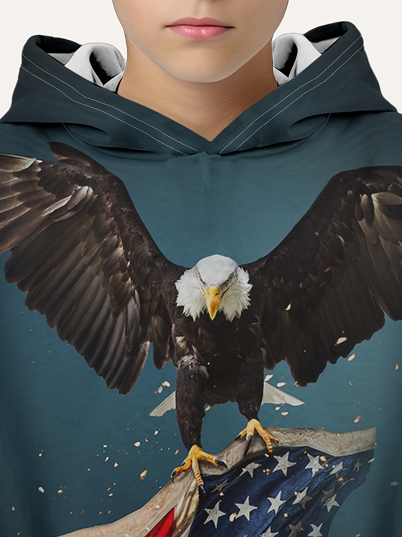 Stylish Eagle And American Flag Print Boys Casual Pullover Long Sleeve Hoodies Boys Sweatshirt For Spring Fall Kids Hoodie Tops Outdoor