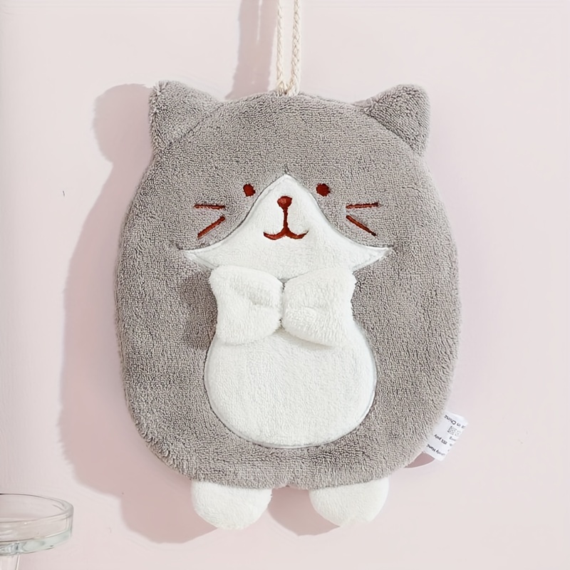 Cartoon Kitten Cute Hand Towel Kitchen Bathroom Absorbent - Temu