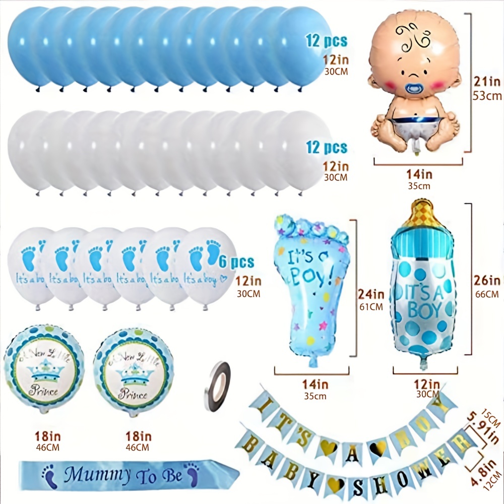 Baby Shower Decorations Boy, Baby Shower Blue Balloons Set, Baby