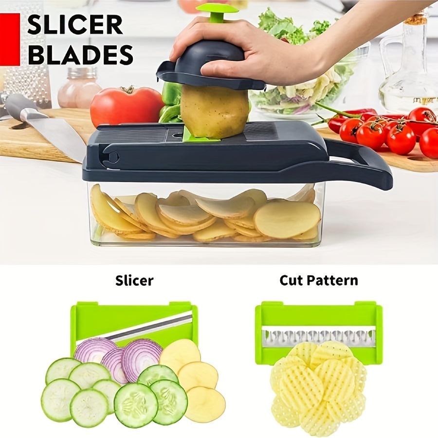 14 in 1 Vegetable Chopper, Multifunctional Mandoline Slicer Dicer Household Kitchen Manual Julienne Grater Cutter for Onion, Garlic, Carrot, Potato