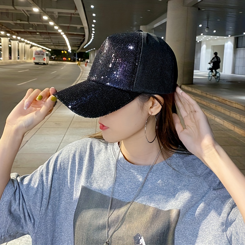 Y2K Sequin Sparkly Trucker Hat Hip Hop Adjustable Baseball Cap