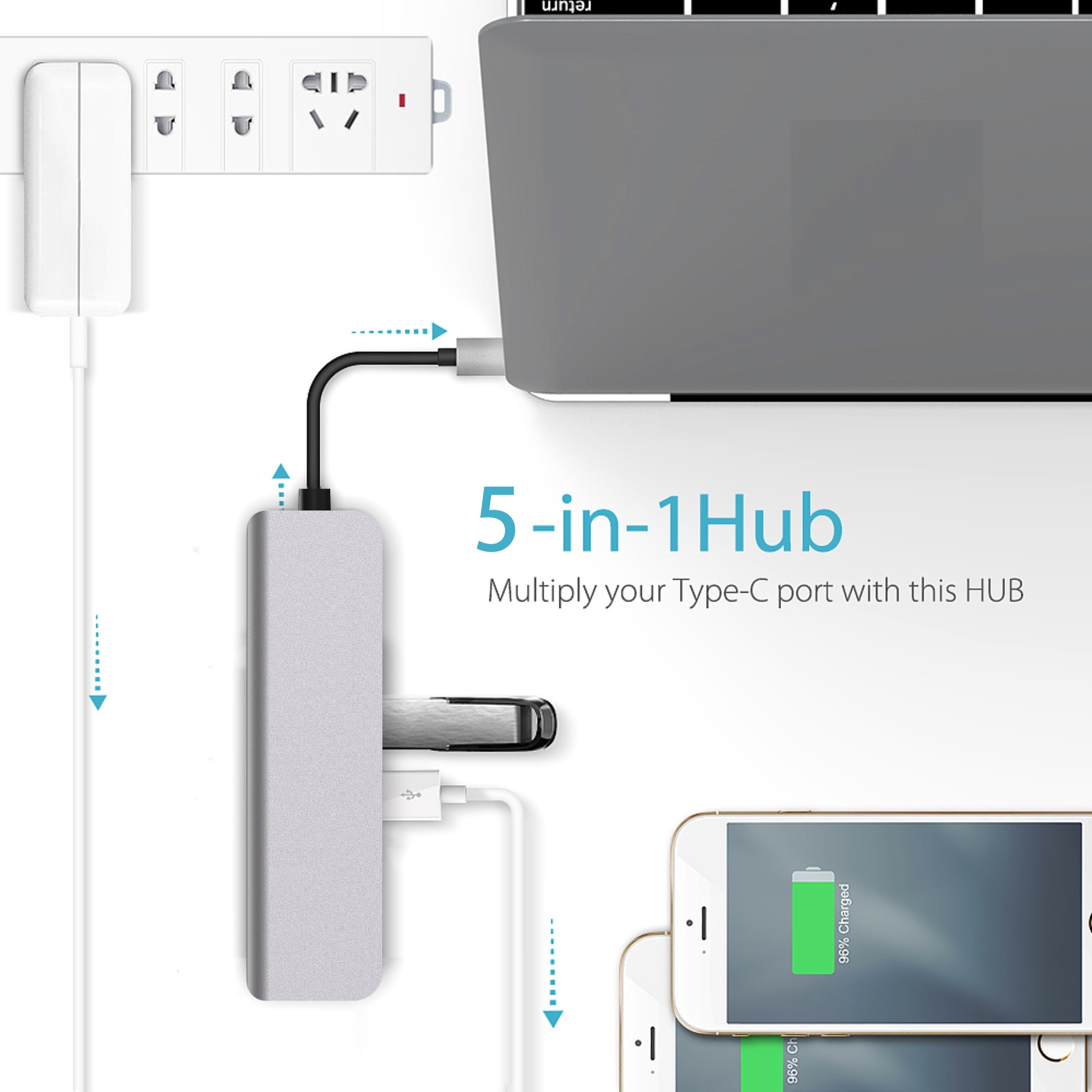 Hub USB-C avec chargeur sans fil