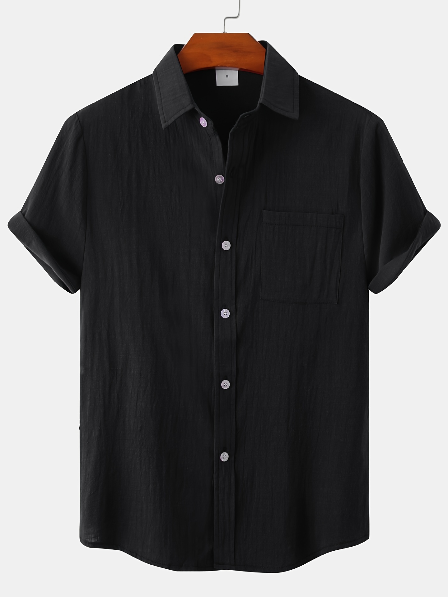 Shein Men's Standard Fit Short Sleeve Linen Cotton Shirt - China