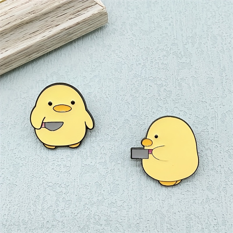 Cute Funny White Goose Brooch Enamel Pins Cartoon Duck With Knife Badge For  Backpack Hat Shirt Decoration Lapel Pin Jewelry Gifts For Friends