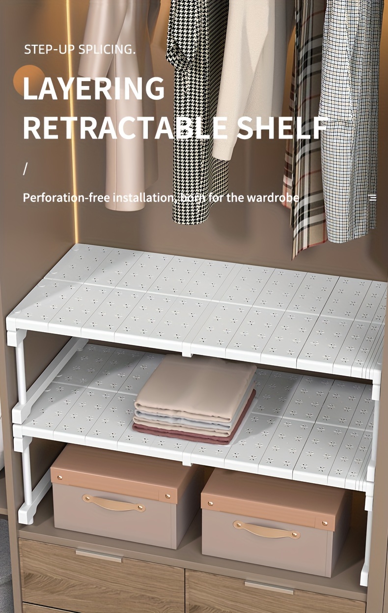 Plastic Closet Shelf Retractable Expandable Shelf - Temu