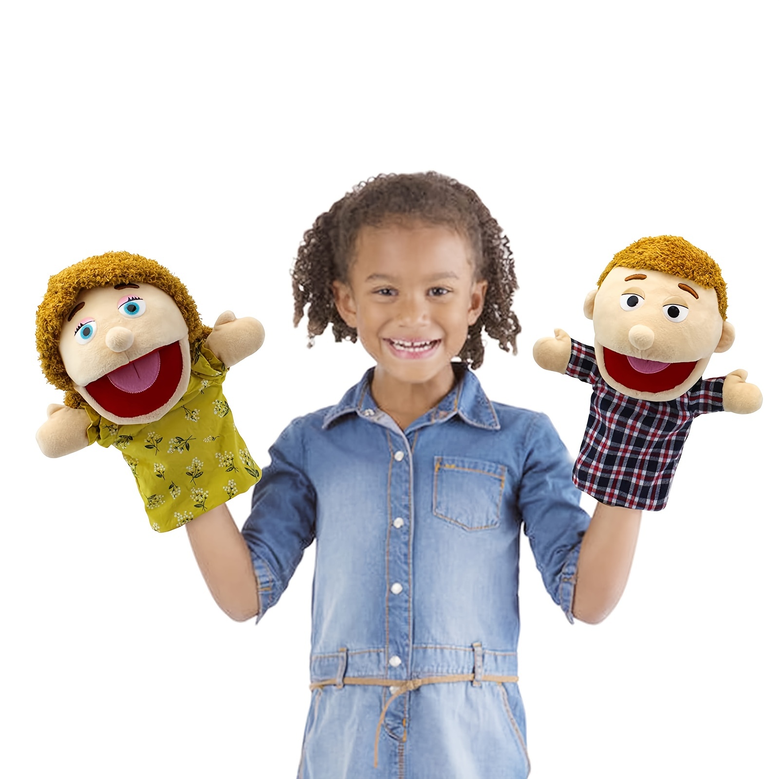 Marionnette à main à bouche ouverte pour enfants, jouet en peluche, membre  de la famille, cadeau de Noël, nouveau style