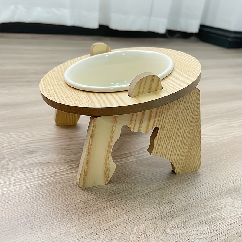 Elevated Solid Wood Cat Feeder Stand Height Adjustable Cat Feeder Bowl  Holder With Tilted Design Anti-overturning Cat Bowl Rack For Neck  Protection Without Bowl - Temu