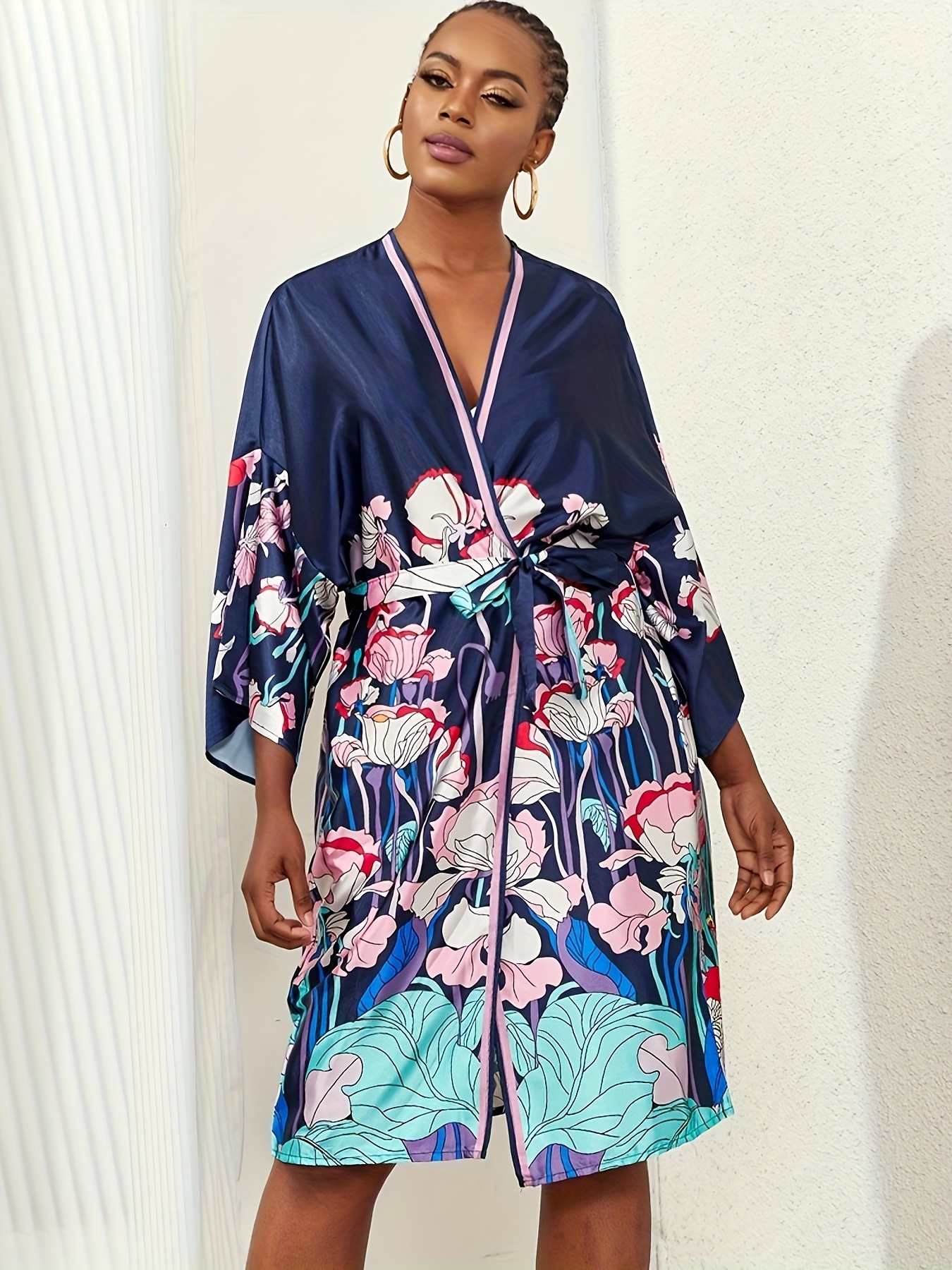 Belted kimono dress best sale