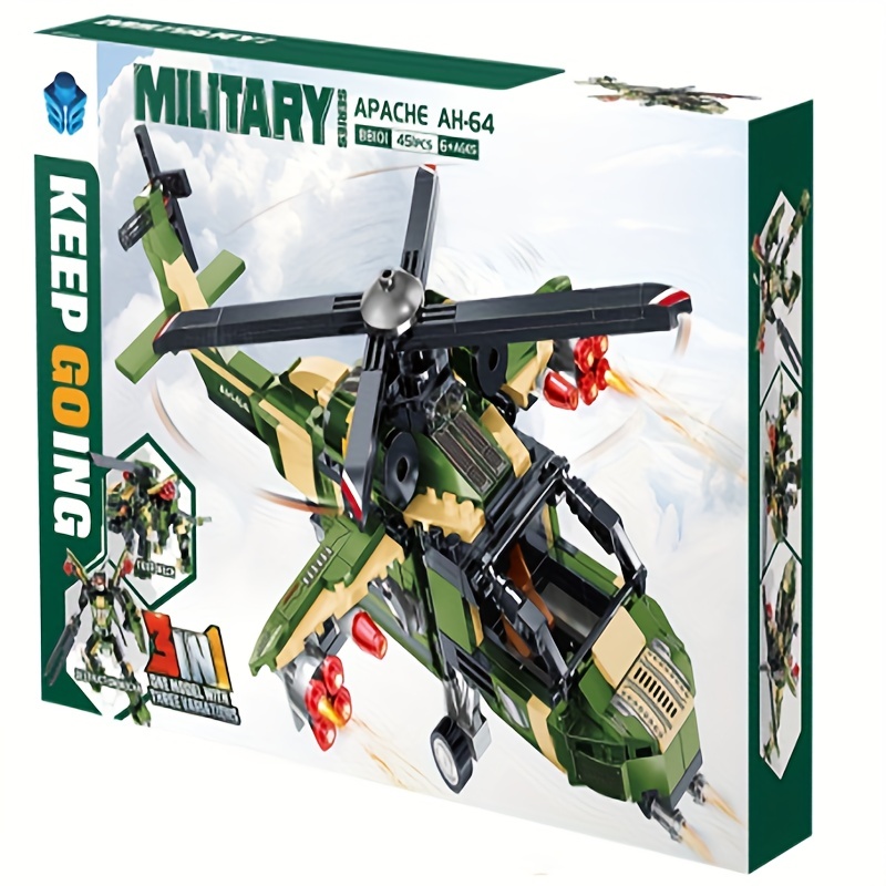 3-in-1 Transforming Helicopter Battleship Missile Building Blocks