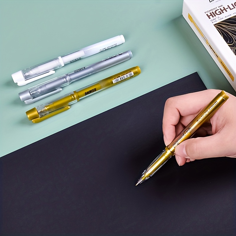 10pcs Marker Pen Gold Silver Check-in Paint Pen DIY Black Card