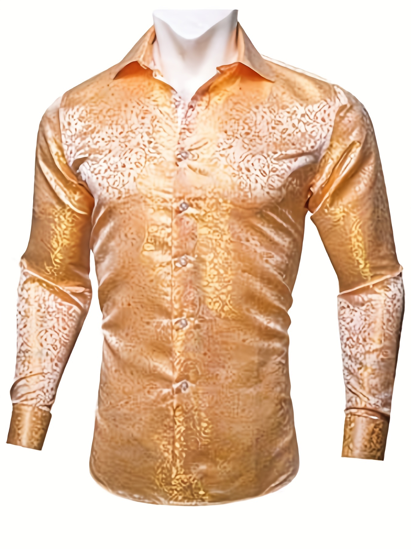 Camisa De Seda Elegante Para Hombres Ropa De Vestir Con Estampado