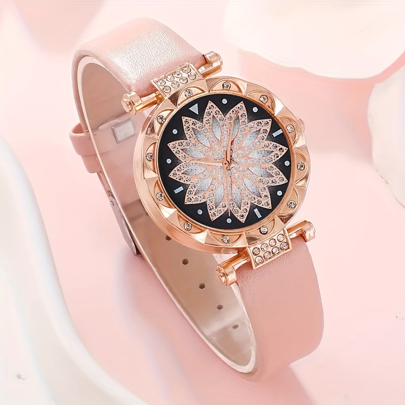 Dropship Fashion Women Watches Luxury Leather Flower Rhinestone Watch For  Women Ladies Quartz Wrist Watch With Bracelet Set Reloj Mujer to Sell  Online at a Lower Price