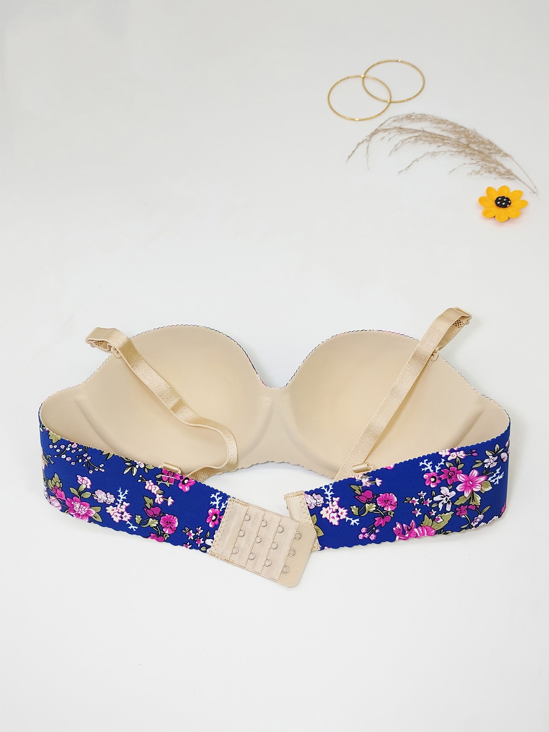 2pcs Floral Print Push Up Bra Pack, Sweet & Cute Seamless Bralette, Women's  Lingerie & Underwear