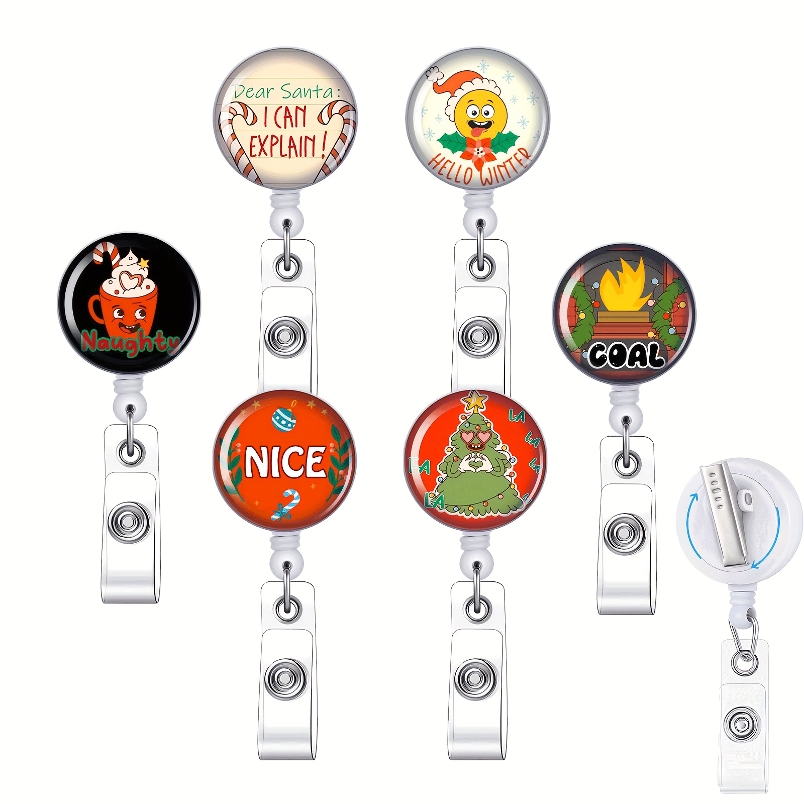 1pc Christmas Inspired Funny Retractable Badge Reel Work ID Tag Snowman Reindeer Inspired Work Badge Holiday Nurse Teacher Badge Gift,Temu