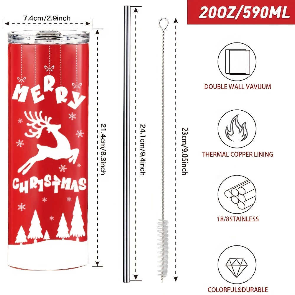 Christmas Stainless Steel Skinny Tumbler Mug Double - Temu