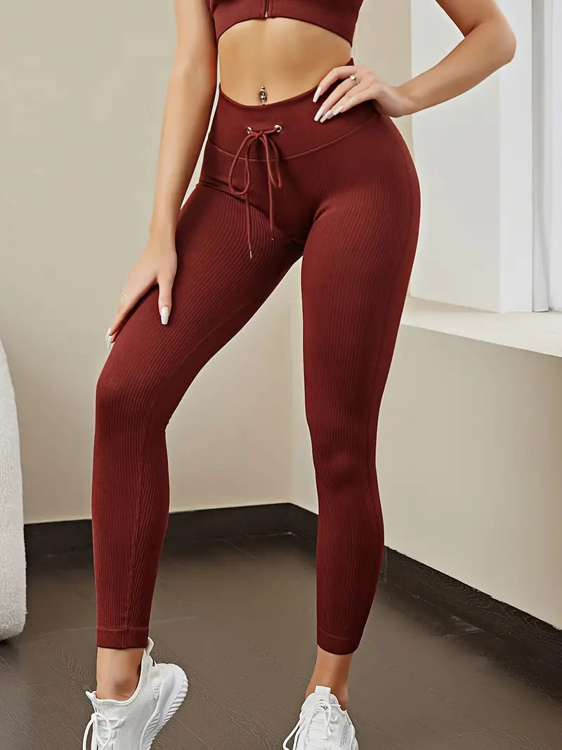 Stay Cool Comfortable In Solid Color Ribbed Yoga Leggings - Temu