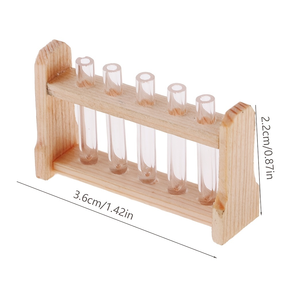 1:12 Maison de poupée Modèle de simulation [mini tube à essai en verre +  cadre en bois] Décoration de salon d'étude
