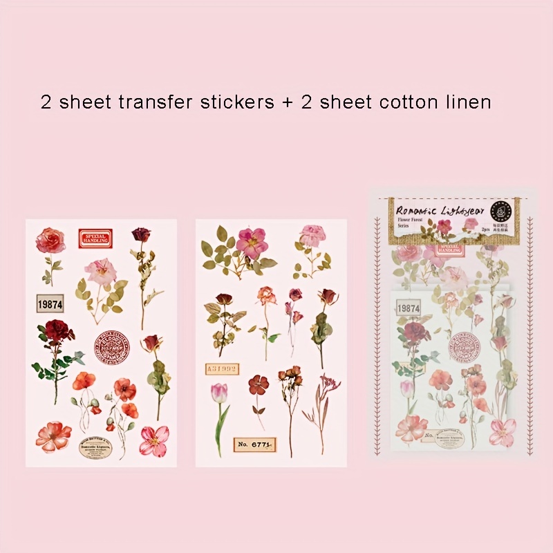 Vintage Nature Floral Stickers - Flower Watercolor Stickers 6 Sheets,cute  Retro Floral Sticker Set, Hand Account Stickers For Journal Embellishment  S