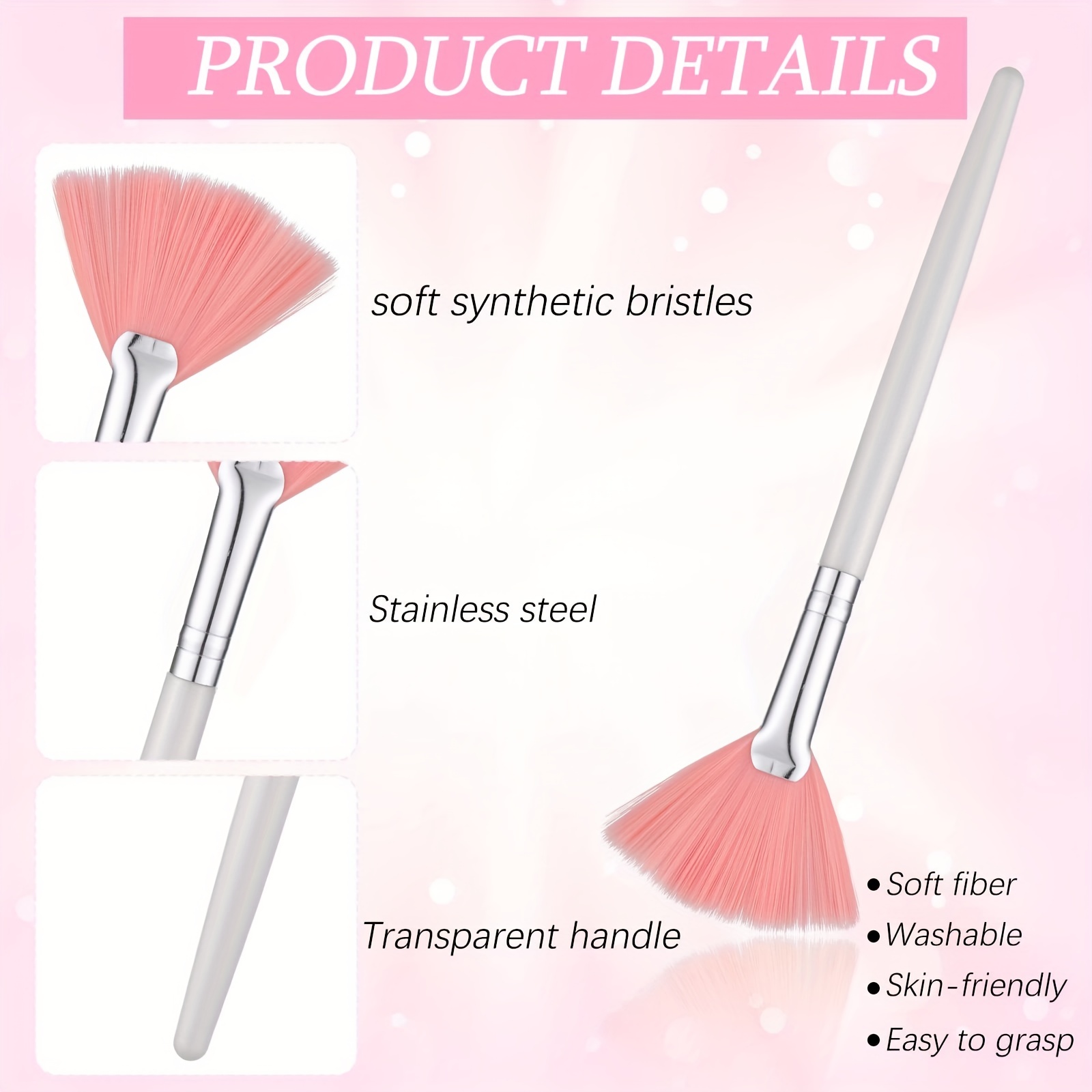 15 Pieces Fan Brushes Soft Facial Applicator Brushes Acid Applicator Brush  Cosmetic Makeup Skincare Tools for Mud Cream Pink, Yellow, White