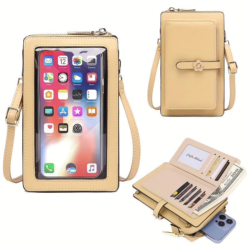 Touch Screen Crossbody Phone Bag, Zipper Around Coin Purse, Women's Clutch  Wallet & Card Holder - Temu