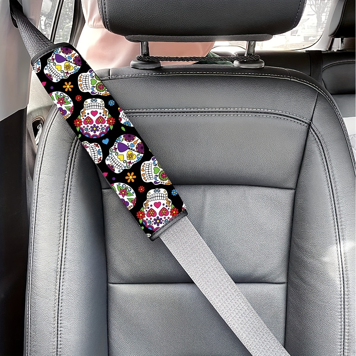 Skeleton Print Car Seat Belt Cover Soft Safety Seatbelt - Temu