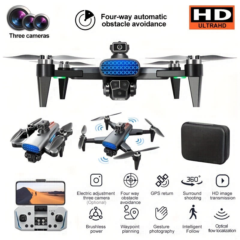 GPS Positioning, K90pro Quadcopter UAV Drone Triple HD Cameras, Smart Return, Brushless Motor, 360° Intelligent Obstacle Avoidance, Perfect For Beginners Men's Gifts And Teenager Stuff