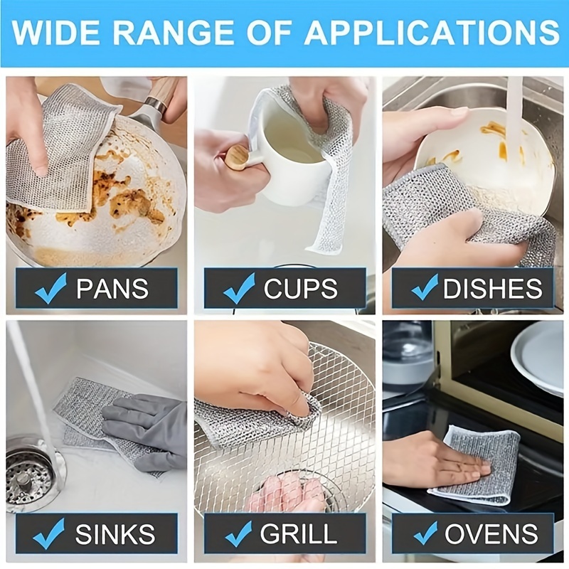 Wire Dishwashing Cloth Mesh Dishcloth For Kitchen Stove - Temu