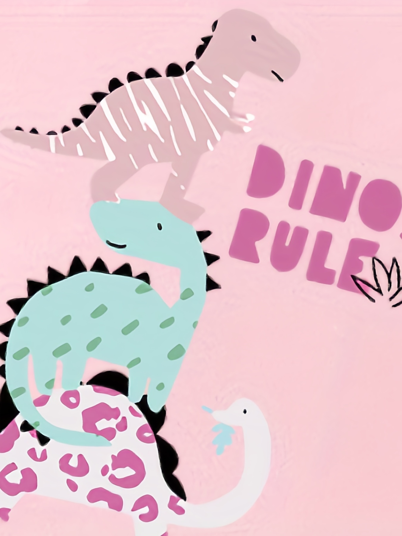 Pink cartoon dinosaur. Children's illustration for a poster