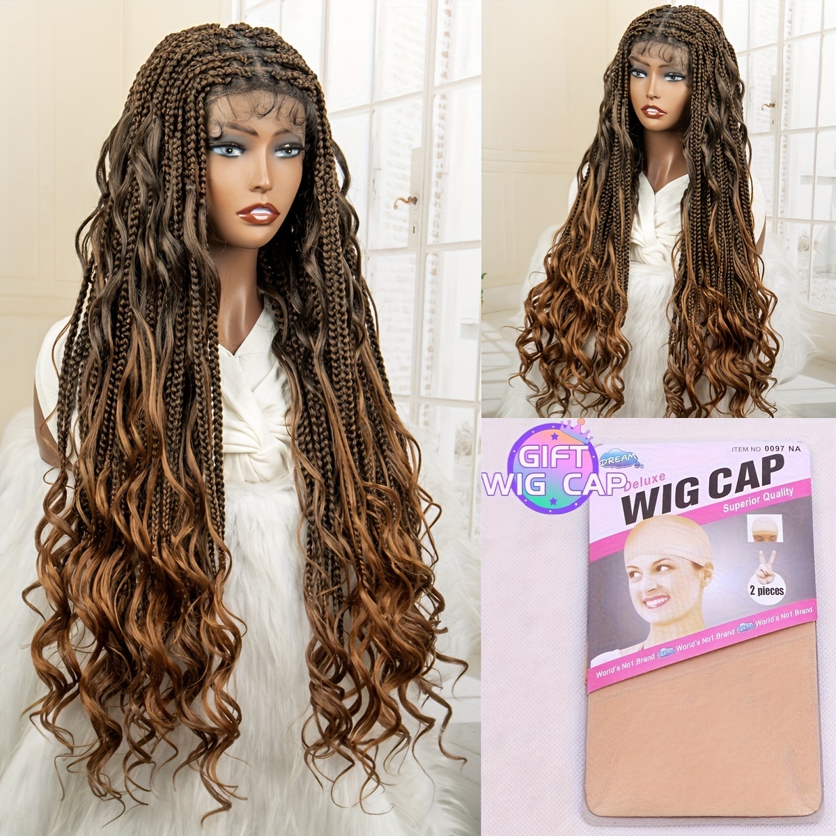 FULL LACE French curls Ombre black & brown Knottless box
