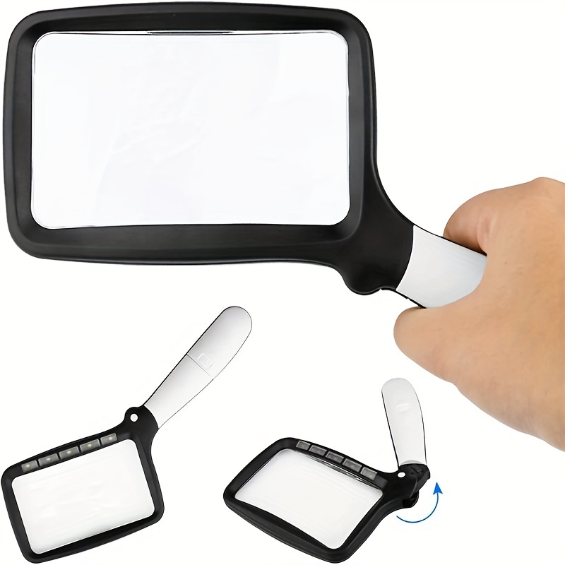 Folding Handheld Magnifying Glass with Light, 3X Large Rectangle Reading  Magnifier with Dimmable LED for Seniors with Macular Degeneration,  Newspaper, Books, Small Print, Lighted Gift for Low Visions - Yahoo Shopping