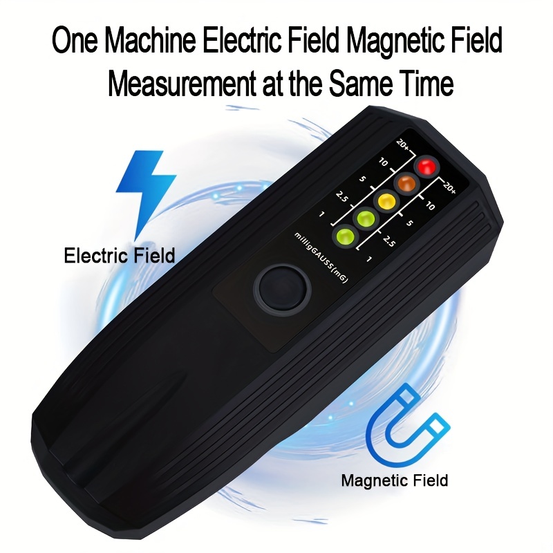 Detector de campo magnético LED de caza fantasma, equipo paranormal,  probador de contador portátil (negro, 1 unidad)