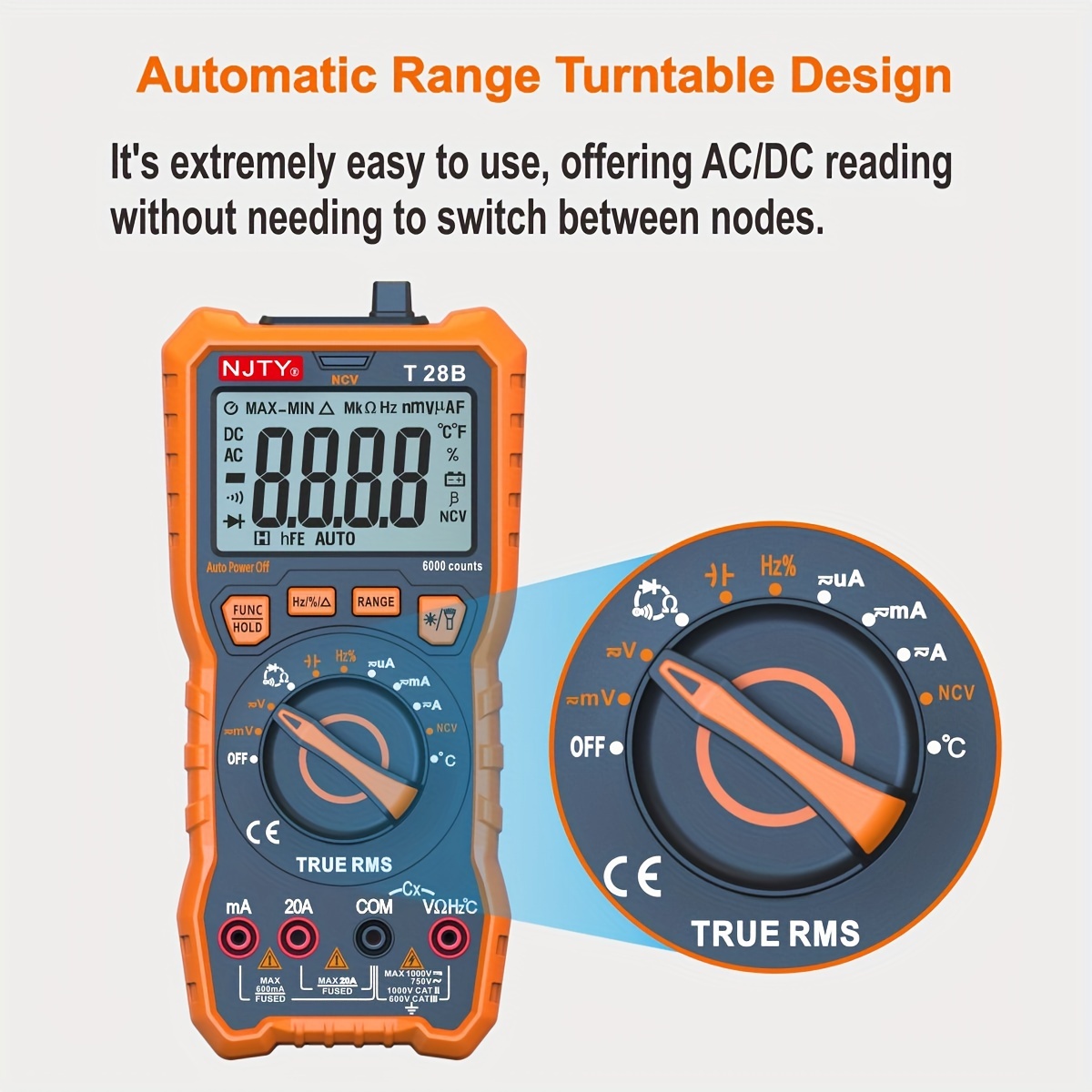 Digital Multimeter Trms 6000 Counts Measures Voltage Current - Temu