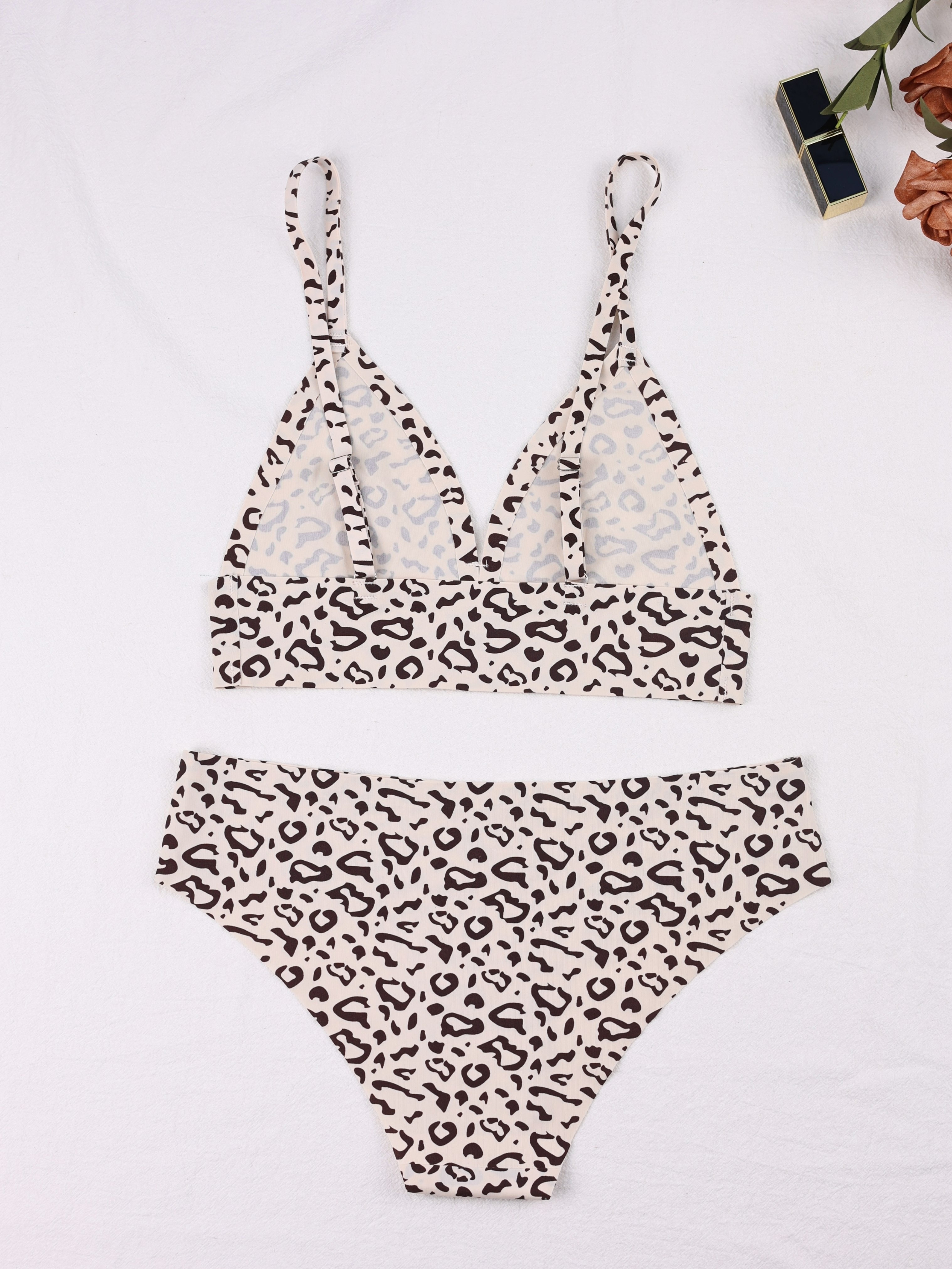 Leopard Print Bra and Panty Sets for Women Wirefree  