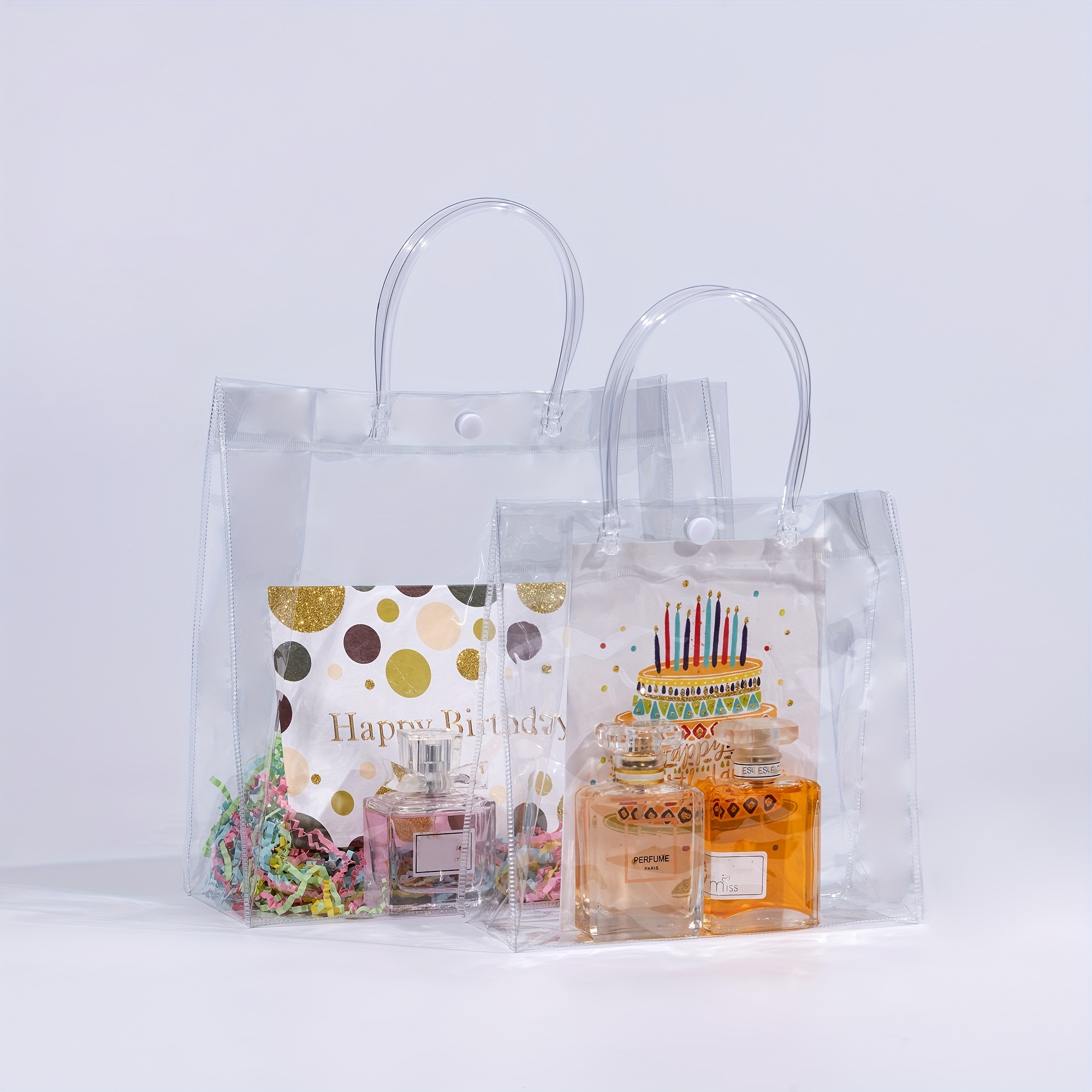 Clear Plastic Gift Bags With Handle,,reusable Transparent Pvc Gift Wrap  Tote Candy Gift Bag Bag For Retail Halloween Christmas Boutique Wedding  Birthday Party Favor, Shopping Bag, Party Bag, Wedding Birthday Party Gift