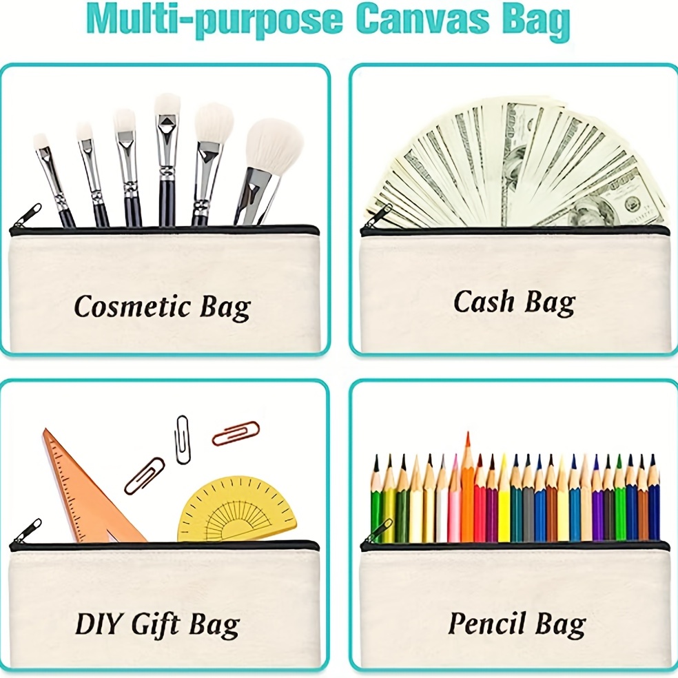 Canvas cosmetic bag, multi-purpose canvas zipper bag, canvas